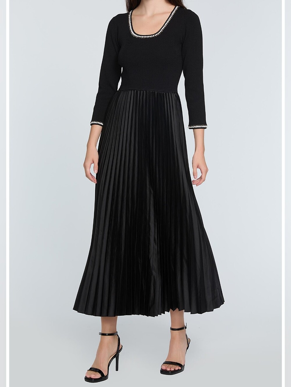 Elie Tahari The Mave Black Mixed Media Maxi Dress XS NEW